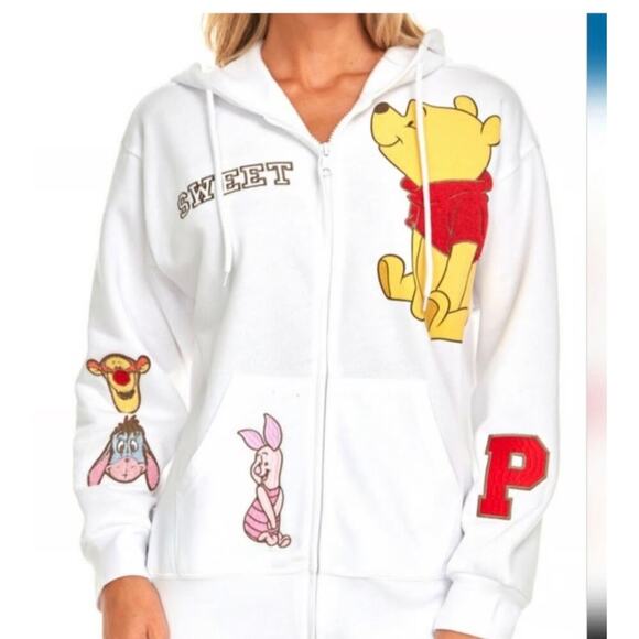 Disney Winnie the Pooh  Soft Full Zip Long Sleeve Sweatshirt Jacket Hoodie SZ SM - Picture 1 of 11